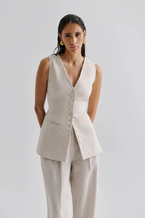 Malina Cielo Linen Vest Sand