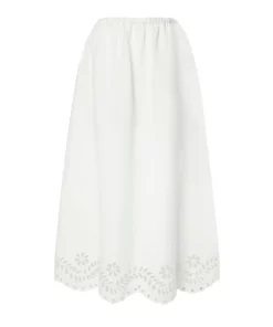 Malian Chara Broderie Anglais Maxi Skirt White