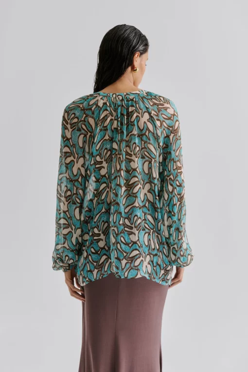 Malina Mareva Chiffon Blouse Ocean Corals