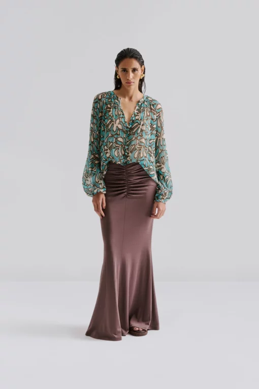 Malina Mareva Chiffon Blouse Ocean Corals