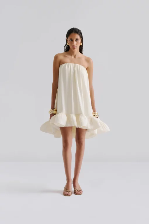 Malina Mikala Ruffled Dress White