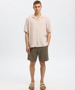 Selected Homme Brody Linen Shorts Forest Night