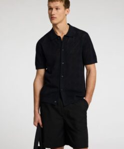 Selected Homme Arco Knit Structure Polo Shirt Black