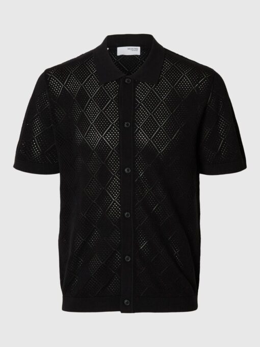 Selected Homme Arco Knit Structure Polo Shirt Black