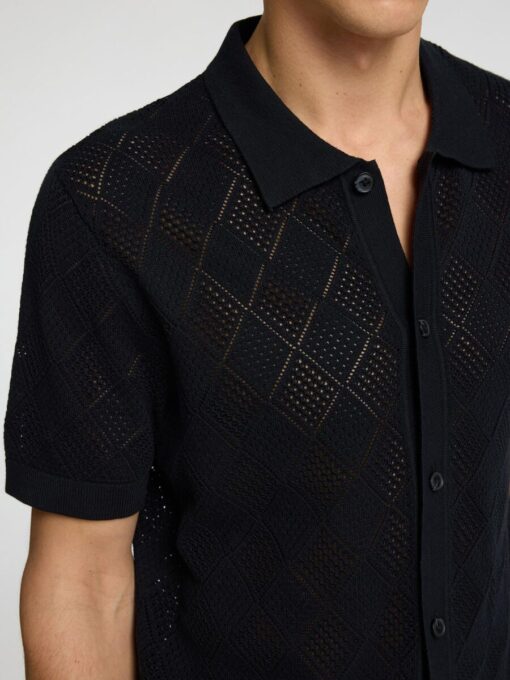 Selected Homme Arco Knit Structure Polo Shirt Black