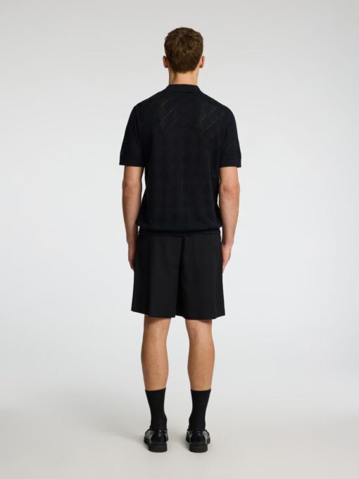 Selected Homme Arco Knit Structure Polo Shirt Black