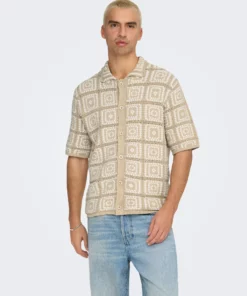 Only & Sons Bart Knit Shirt Silver Lining