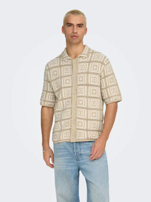 Only & Sons Bart Knit Shirt Silver Lining