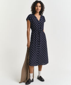 Gant Woman Dot Print Caftan Dress Evening Blue