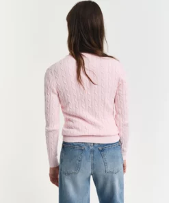 Gant Woman Stretch Cotton Cable V-neck Salmon