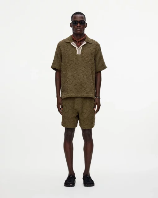 OAS Verve Palmer Crochet Shirt Pine