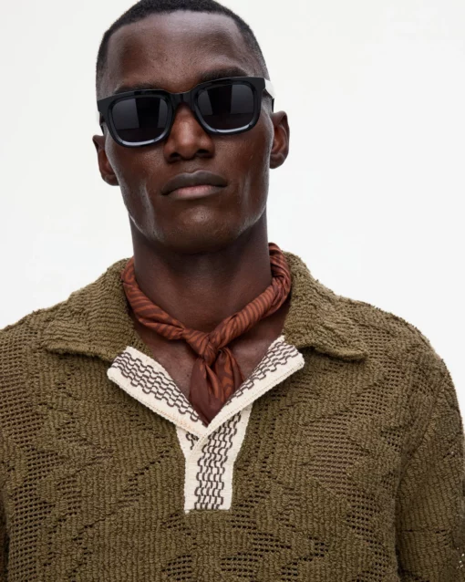 OAS Verve Palmer Crochet Shirt Pine