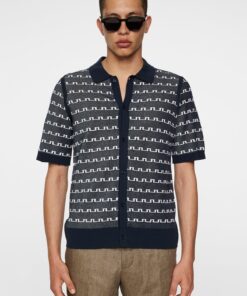 J.Lindeberg Rolando Logo Jacquard Polo JL Navy
