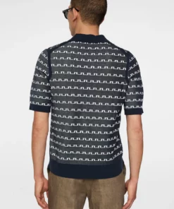 J.Lindeberg Rolando Logo Jacquard Polo JL Navy