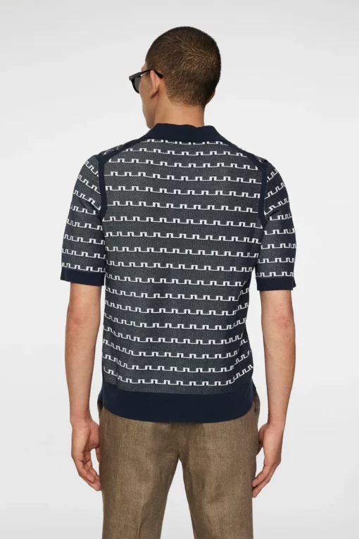J.Lindeberg Rolando Logo Jacquard Polo JL Navy