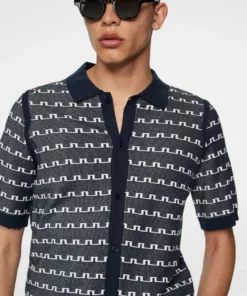 J.Lindeberg Rolando Logo Jacquard Polo JL Navy