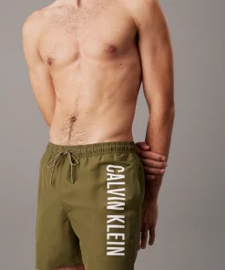 Calvin Klein Medium Drawstring Swim Shorts - Intense Power Burnt Olive