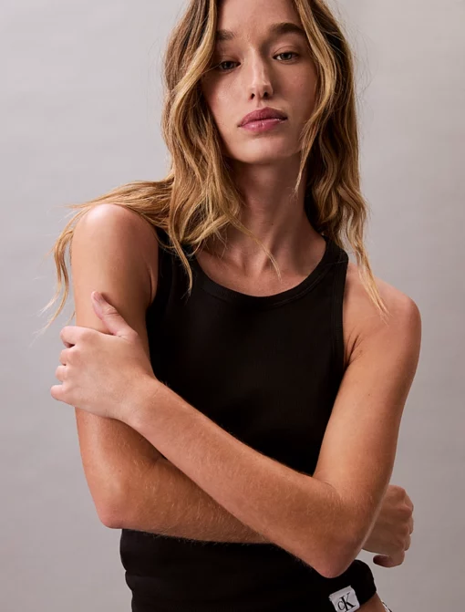 Calvin Klein Slim Ribbed Lounge Tank Top Black