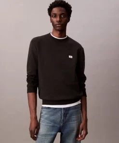 Calvin Klein Cotton Terry Badge Sweatshirt Black