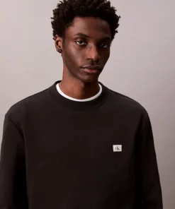 Calvin Klein Cotton Terry Badge Sweatshirt Black