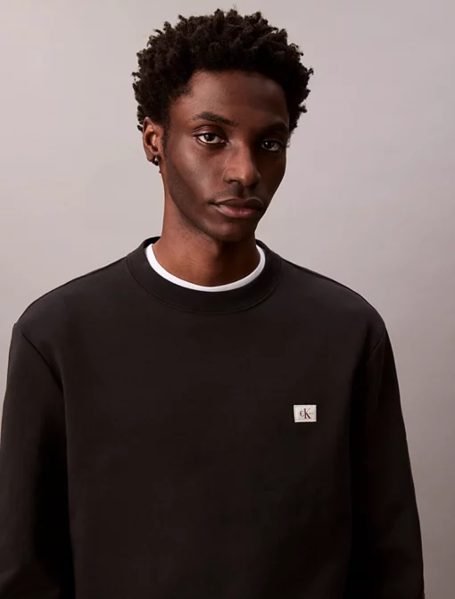 Calvin Klein Cotton Terry Badge Sweatshirt Black