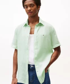 Tommy Hilfiger Washed Pure Linen Shirt Opal Green
