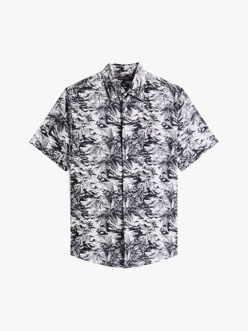 Tommy Hilfiger Tropical Print Pure Linen Shirt Desert Sky Allover