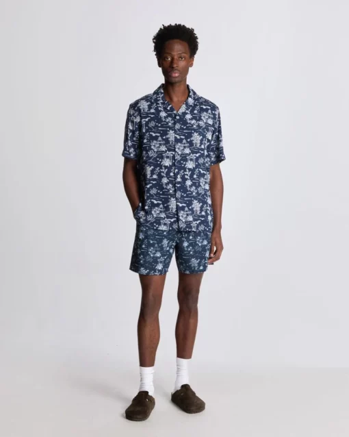 Lyle & Scott Botanical Garden Print Swim Shorts Dark Navy