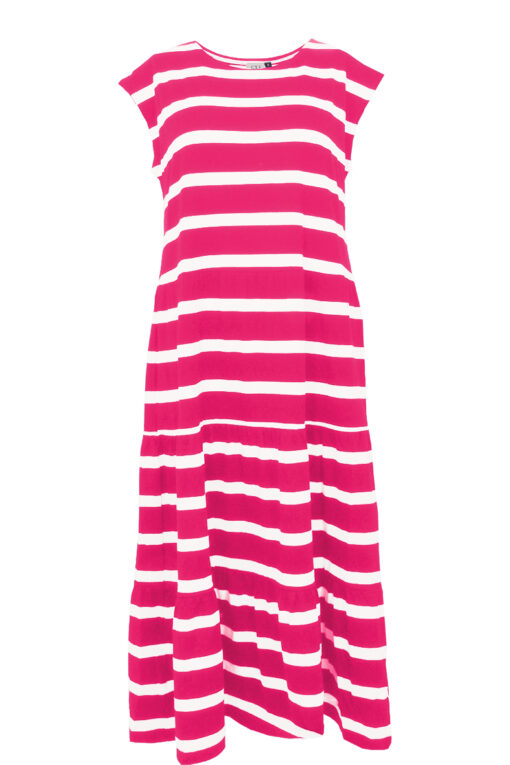 STI Joy Stripe Tricot Dress Strawberry/Milk