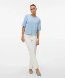 Vmsilje Oversized Short Sleeve Pullover Cashmere Blue