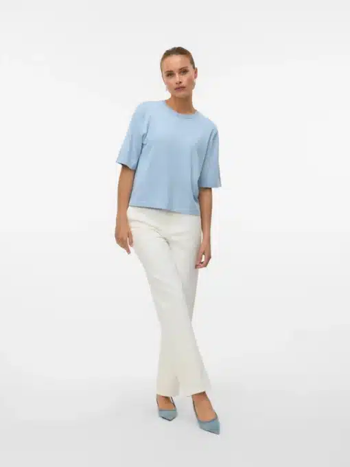 Vmsilje Oversized Short Sleeve Pullover Cashmere Blue