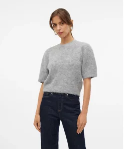 Vmnovah O-Neck Puff Pullover Grey