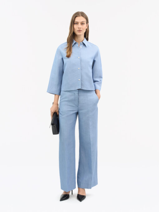 Tiger of Sweden Corins Cropped Linen Shirt Light Blue