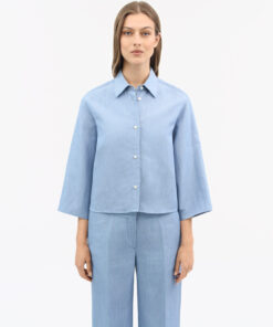 Tiger of Sweden Corins Cropped Linen Shirt Light Blue