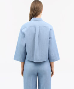 Tiger of Sweden Corins Cropped Linen Shirt Light Blue