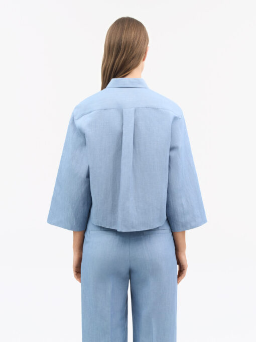 Tiger of Sweden Corins Cropped Linen Shirt Light Blue
