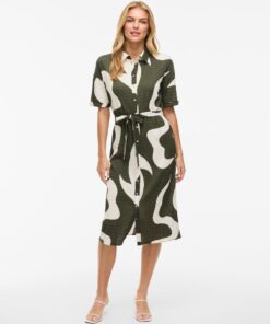 Vizeya Zera Midi Shirt Dress Deep Depths