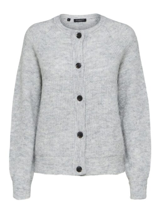 Selected Femme Lulu Short Cardigan Light Grey Melange