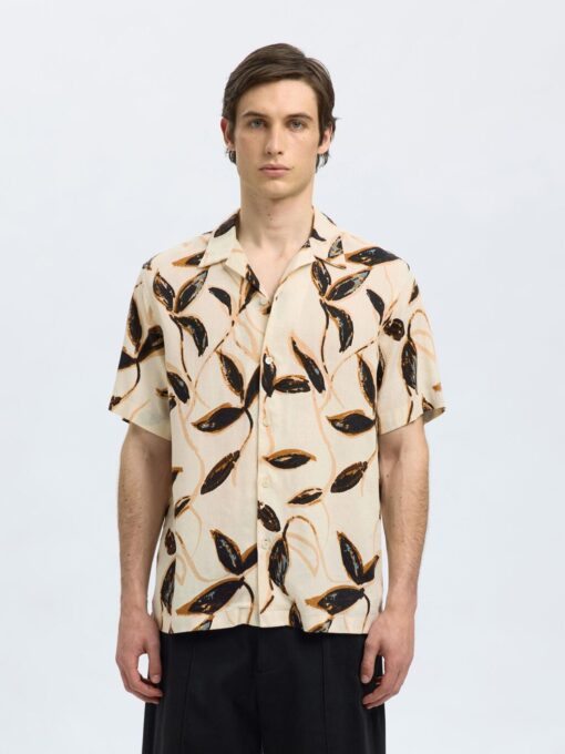 Slhregnoa Mix Resort Shirt Egret