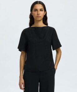 Slflorenza Cowl Neck Top Black