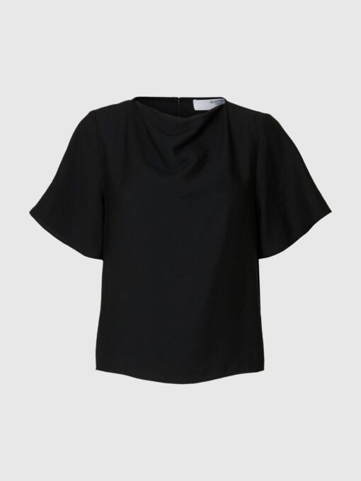 Slflorenza Cowl Neck Top Black