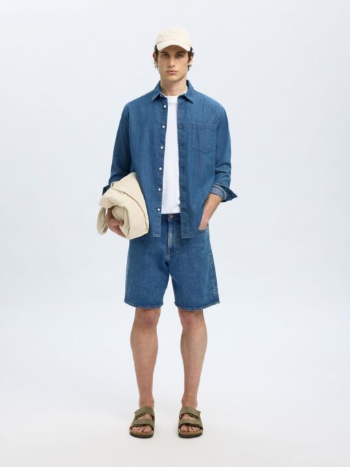 Slhreg Alex Mid Blue Denim Shorts