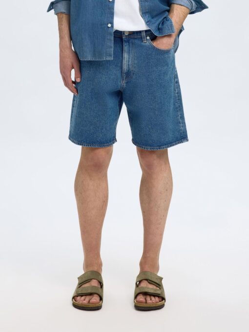 Slhreg Alex Mid Blue Denim Shorts