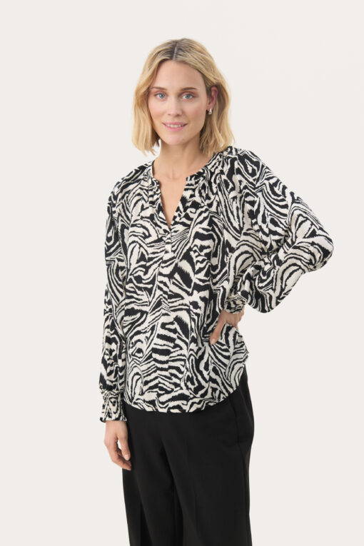 Part Two TenniePW Blouse Black Animal Print