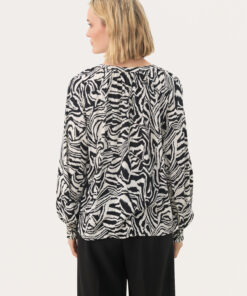 Part Two TenniePW Blouse Black Animal Print
