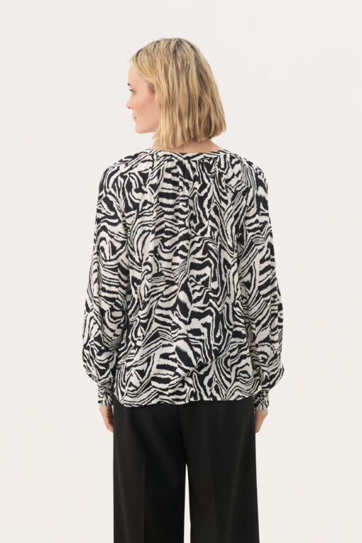 Part Two TenniePW Blouse Black Animal Print