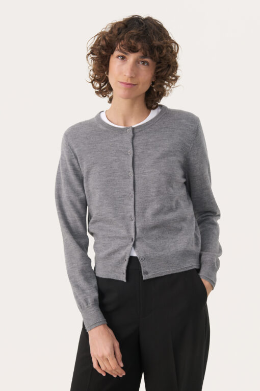 Part Two NoelaniPW Cardigan Medium Grey Melange