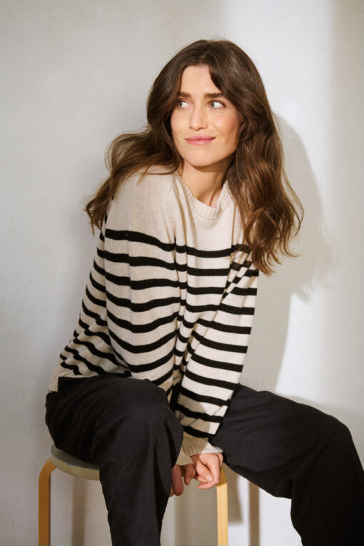 Part Two NiakaPW Pullover Black Stripe