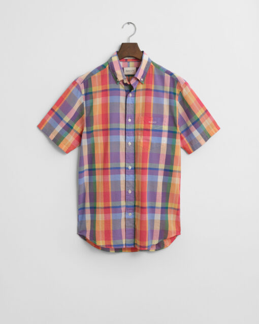 Gant Reg Indian Madras SS Shirt Peachy Orange