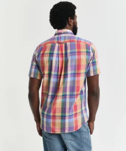 Gant Reg Indian Madras SS Shirt Peachy Orange